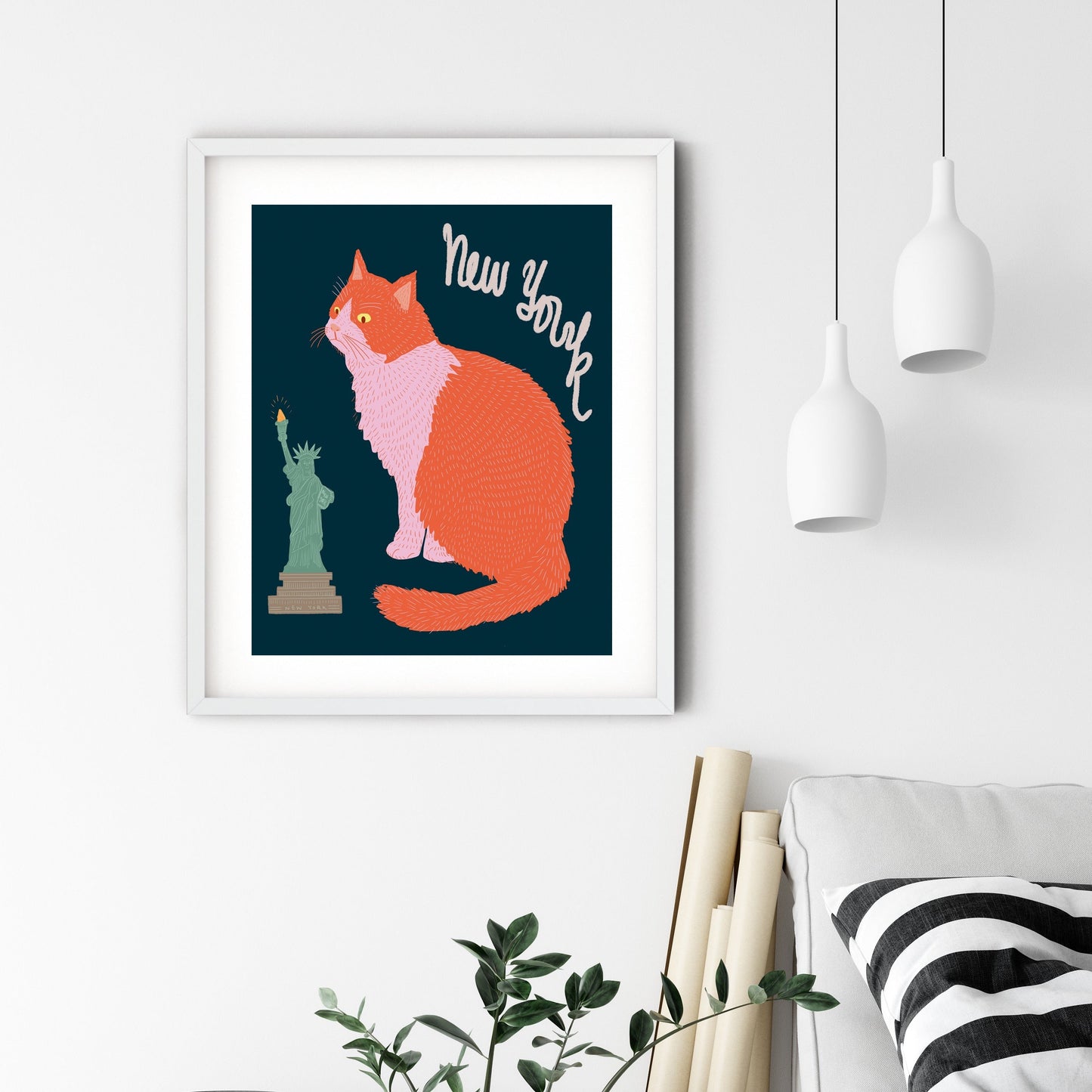 Cat art print/cat illustration /cat print wall art/art print cat/cat/cat art/cat New York art/cat /print cat/NEW YORK CAT/pink cat new york /pinky pilots/cat new york art print