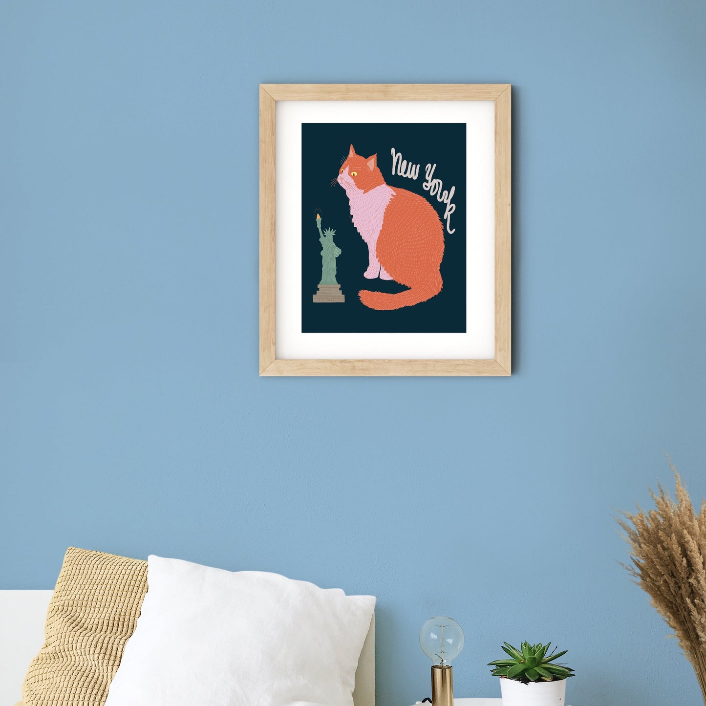 Cat art print/cat illustration /cat print wall art/art print cat/cat/cat art/cat New York art/cat /print cat/NEW YORK CAT/pink cat new york /pinky pilots/cat new york art print