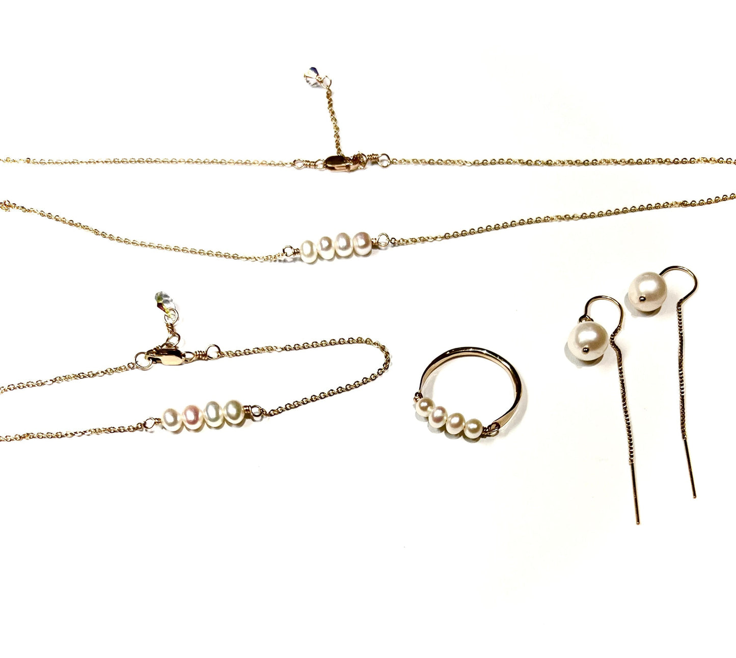 Four or three Pearl Necklace, silver or gold Necklace