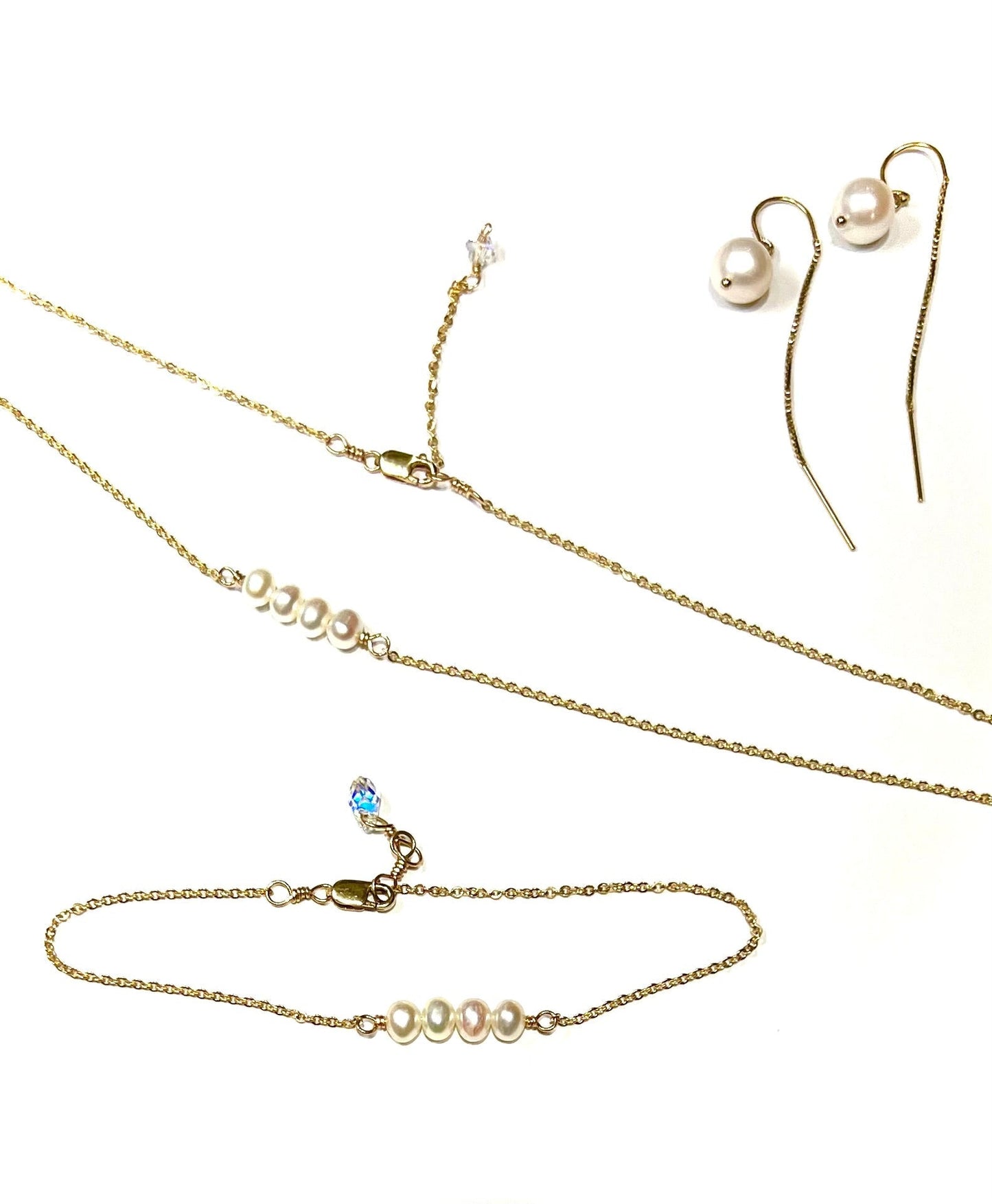Four or three Pearl Necklace, silver or gold Necklace
