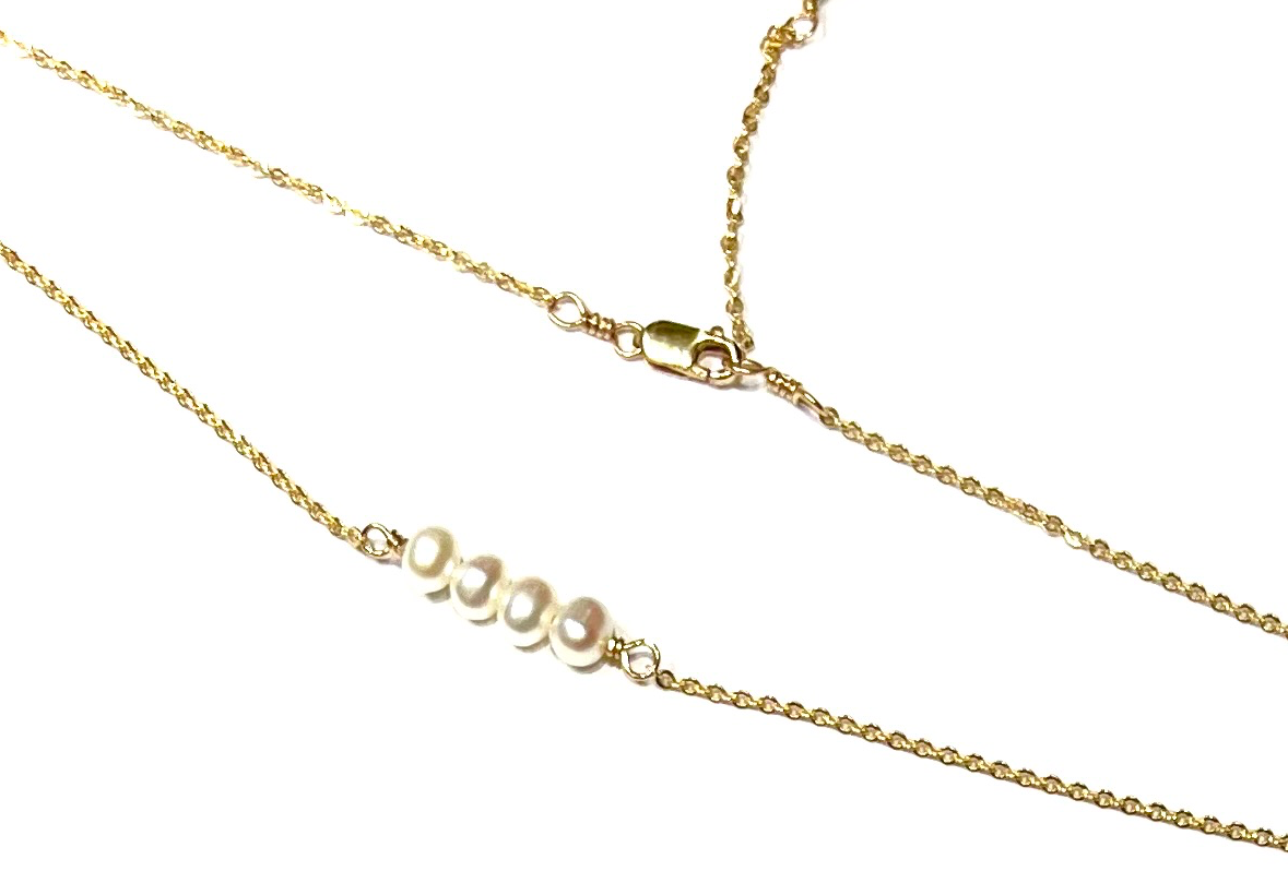 Four or three Pearl Necklace, silver or gold Necklace