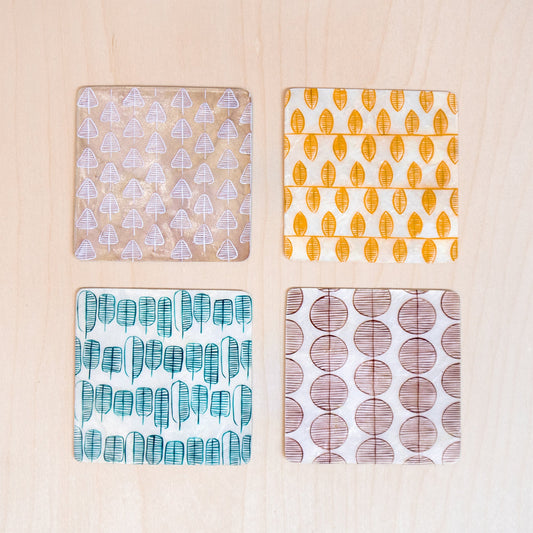 Capiz Coaster Nordic Pattern, set of 4 - Shell Coasters | LIKHÂ