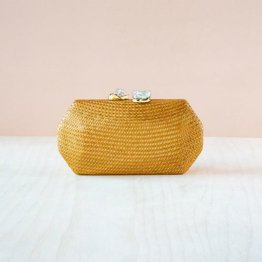 Camel Clutch Bag - Woven Clutch Purse | LIKHA