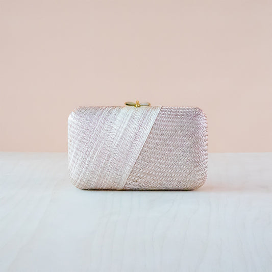 Dusty Rose Kimono Clutch Purse - Handwoven Straw Bag | LIKHA