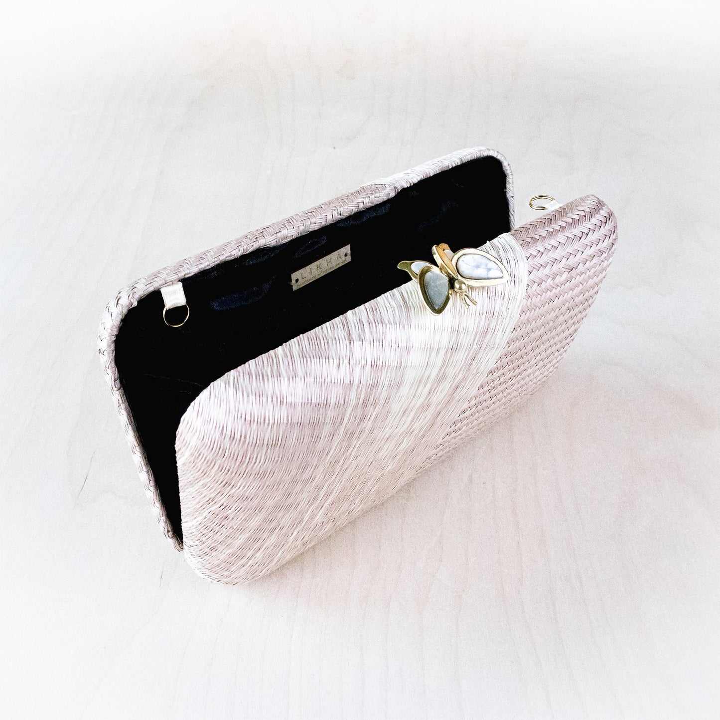 Dusty Rose Kimono Clutch Purse - Handwoven Straw Bag | LIKHA