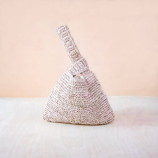 Dusty Rose Crochet Knot Bag - Straw Purse | LIKHA