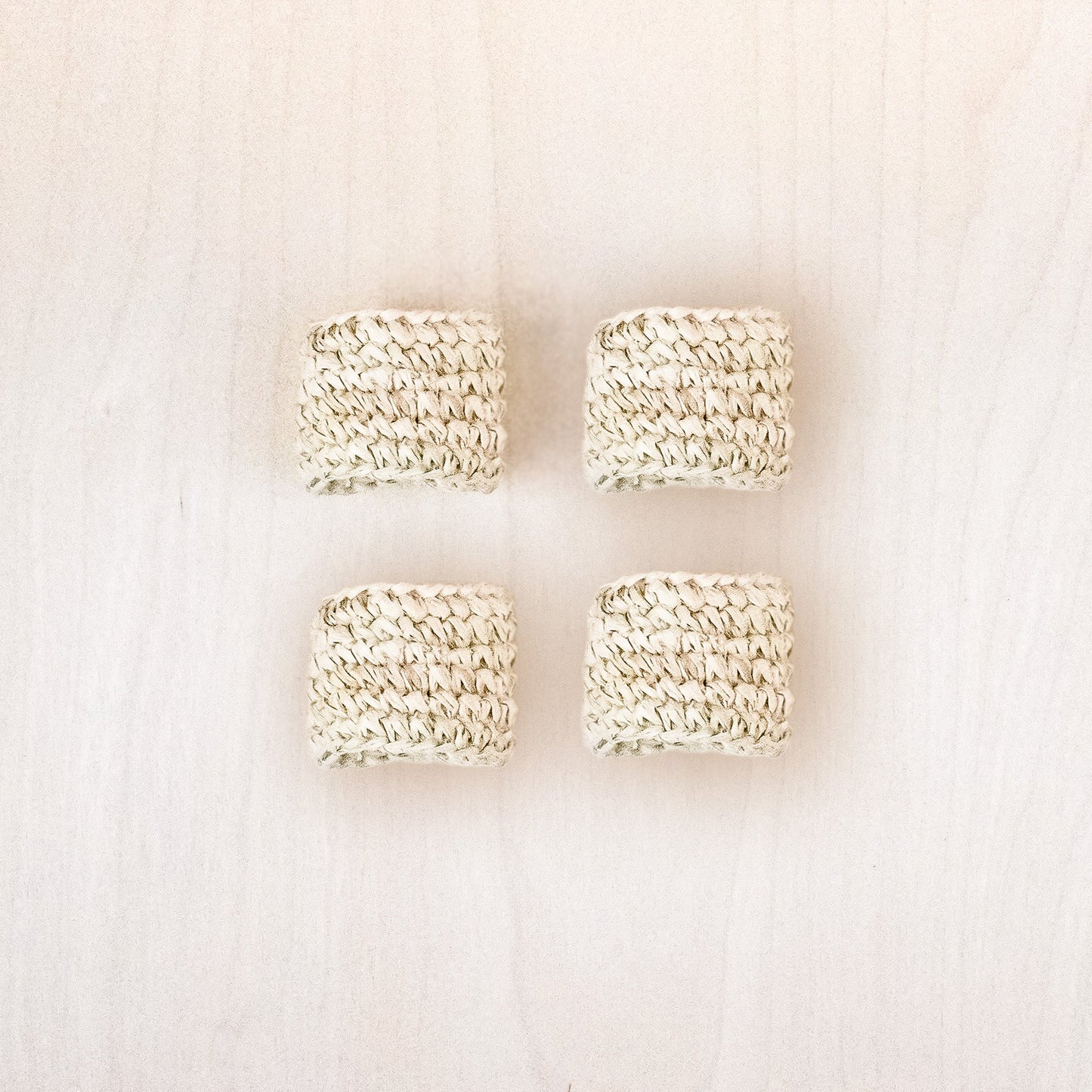 Natural Raffia Crochet Napking Rings, set of 4 - Natural Fiber | LIKHA