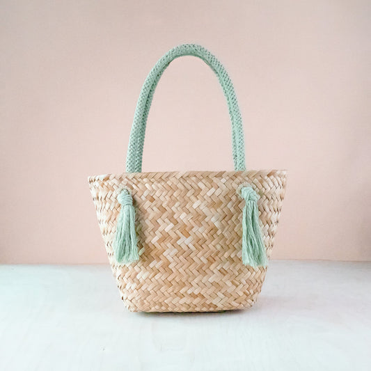 Sage Seagrass Tote Bag with Wrapped Handles - Market Tote | LIKHA