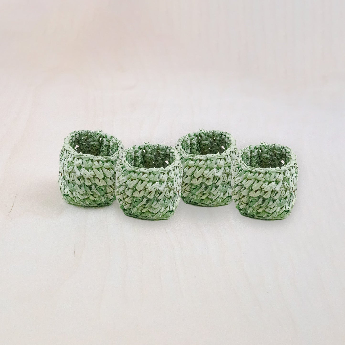 Sage Raffia Crochet Napking Rings, set of 4 - Natural Fiber | LIKHA