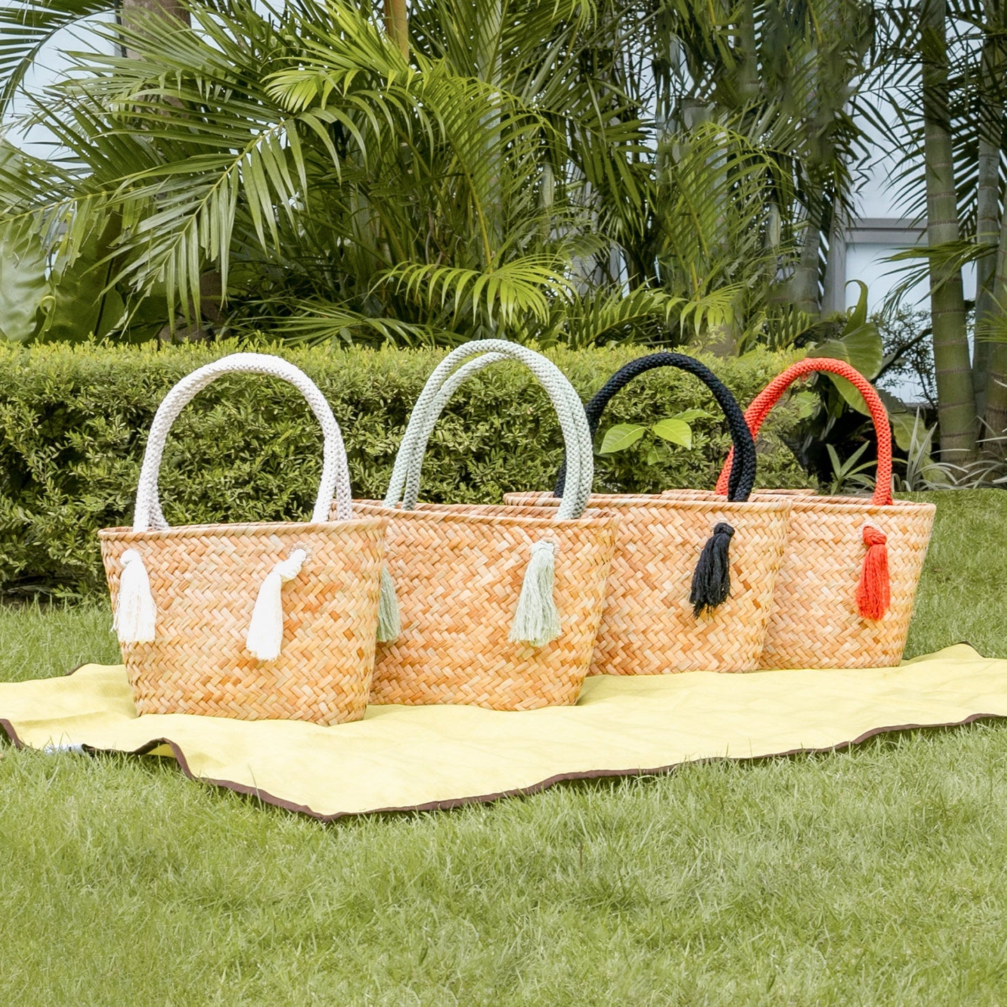 Rust Modern Woven Tote with Unique Handles - Straw Tote Bags | LIKHA