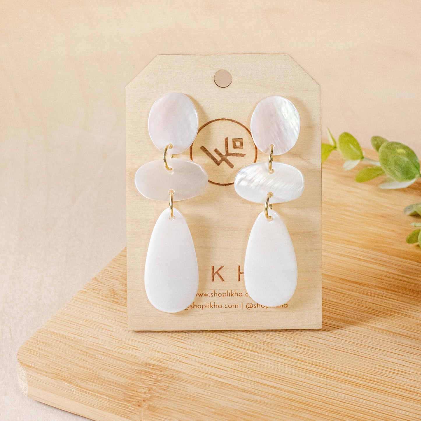 Pearl White Dangle Earrings - Mother of Pearl | LIKHÂ