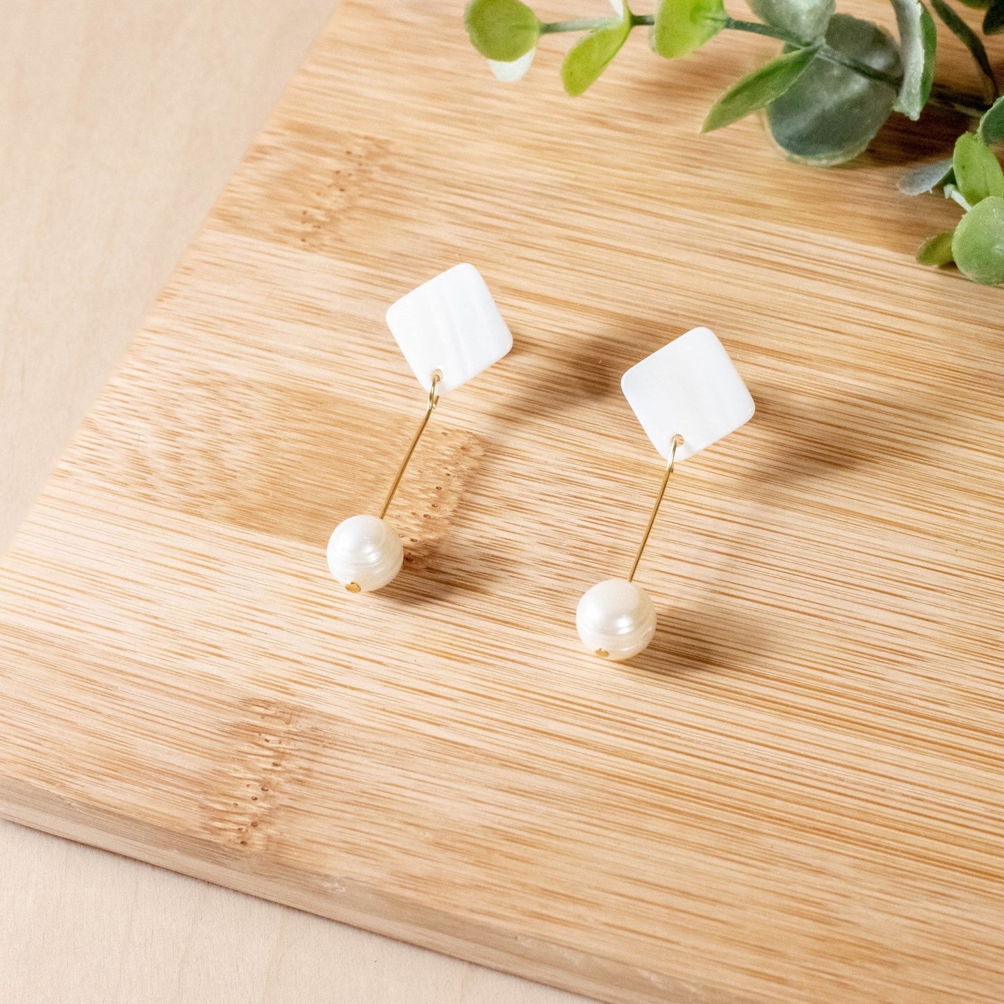 White Pearl Drop Earrings - Mother of Pearl | LIKHÂ