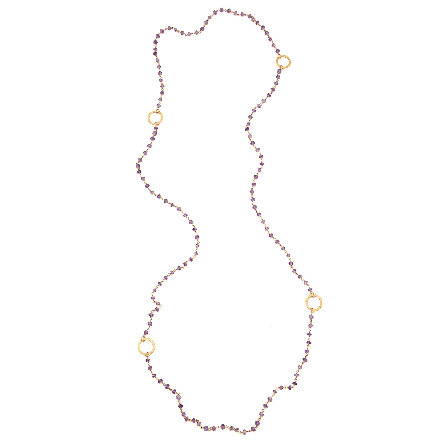 Amethyst Eternity Circle Long Necklace | Gold or Silver