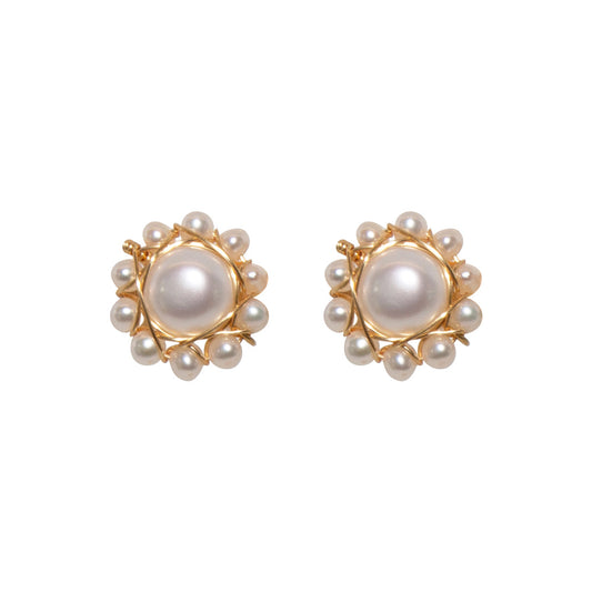Baby Sunflower Pearl Earrings
