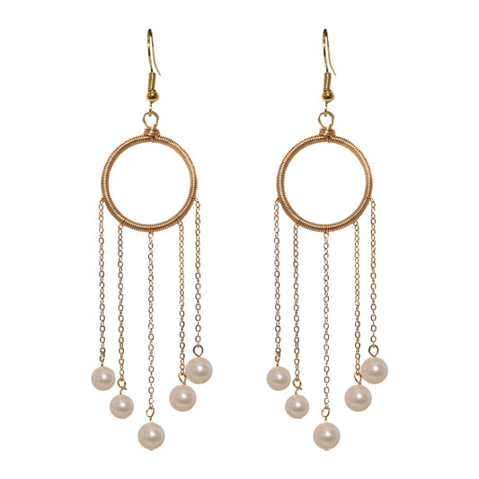 Hoop Cascade Pearl Earrings