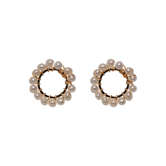 Mini Starburst Hoop Pearl Earrings