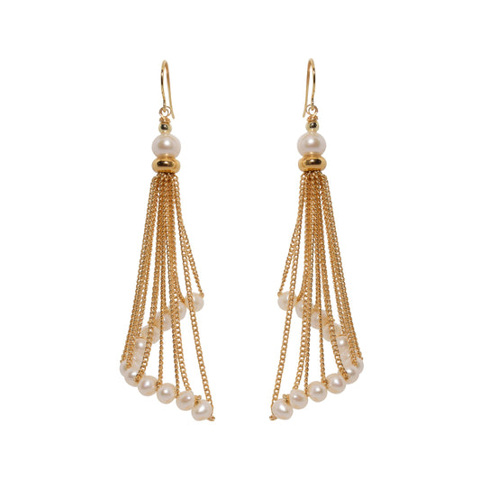 Golden Curtain Pearl Earrings