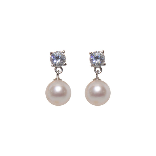 Silver Pearl Radiance Drop Studs