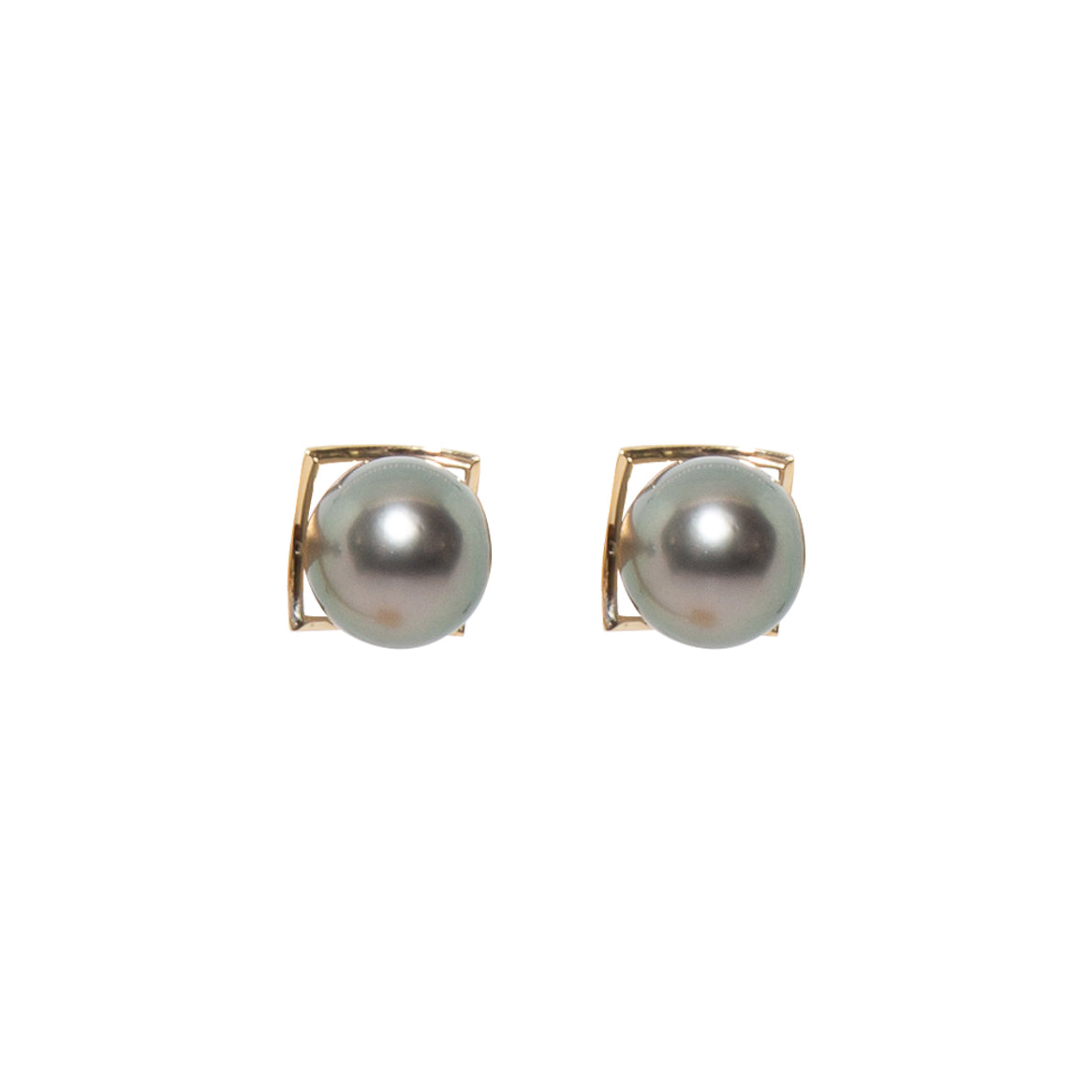 18K Gold Royal Tahitian Square Solitaire Studs