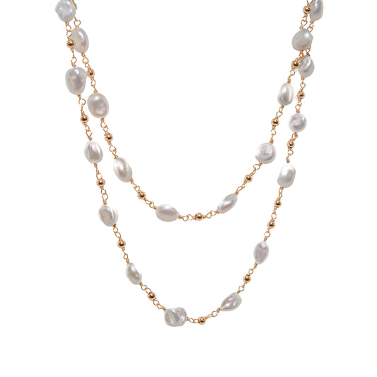 46-inch Keshi Cascade Necklace