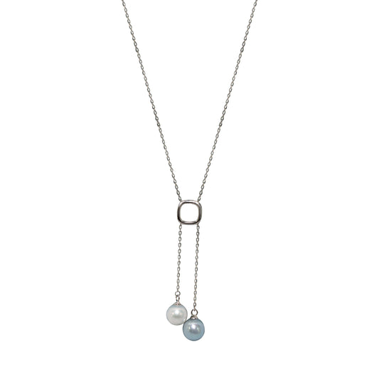 Pearl Duette Silver Necklace