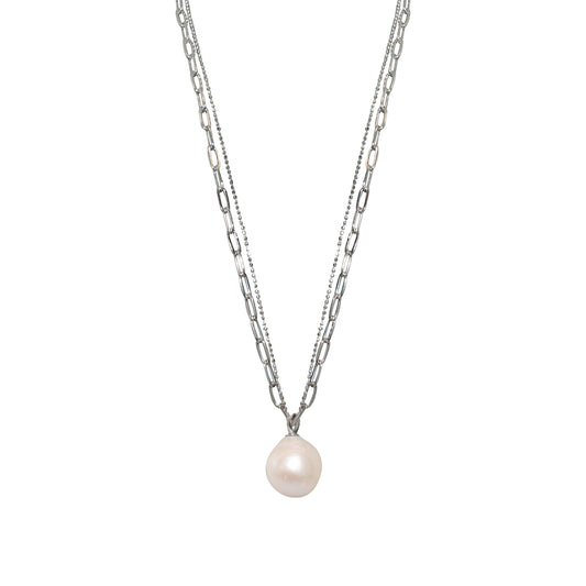 Botero Pendant Twin Stream Silver Necklace