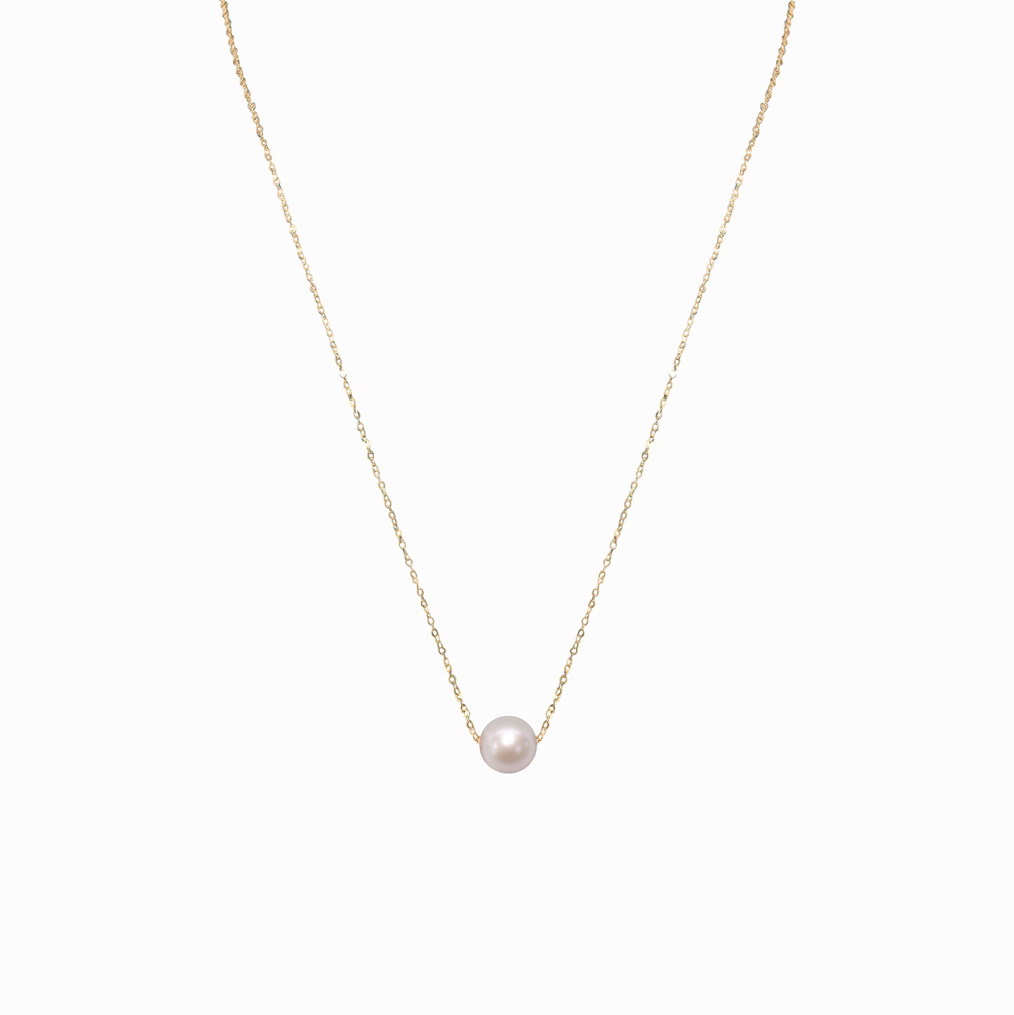 18K Golden Solitaire Pearl Necklace
