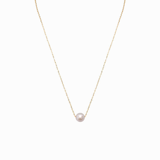 18K Golden Solitaire Pearl Necklace