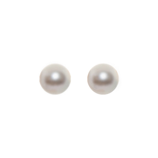 18K Gold Flat Pearl Studs - 9mm