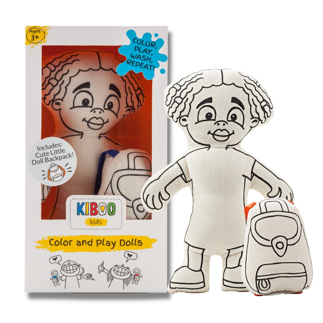 Doll for coloring - Gender Neutral - Kid with Locks