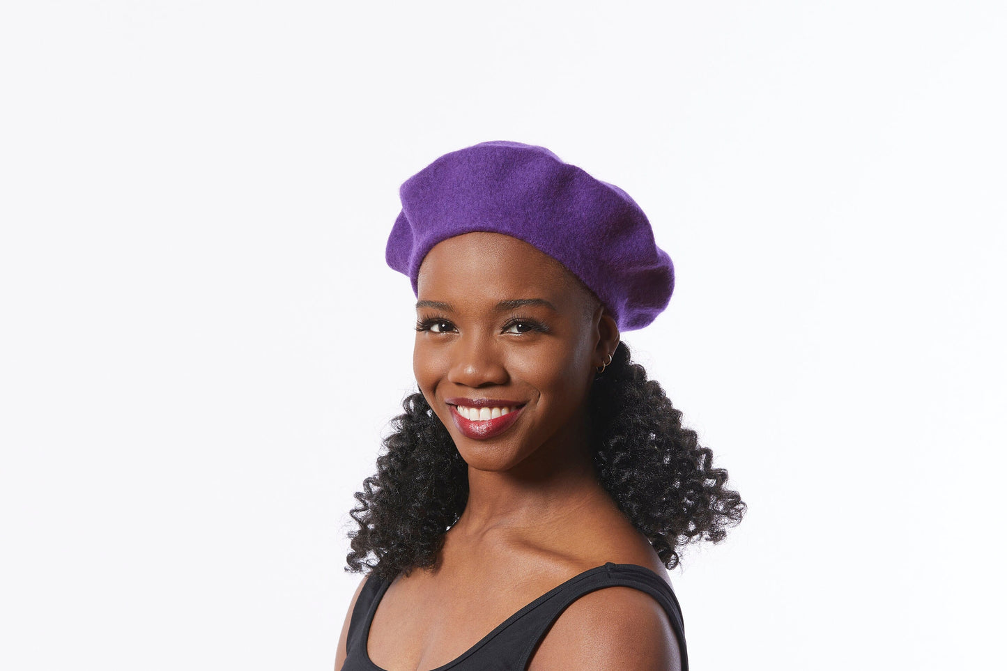 Wool Beret in Purple