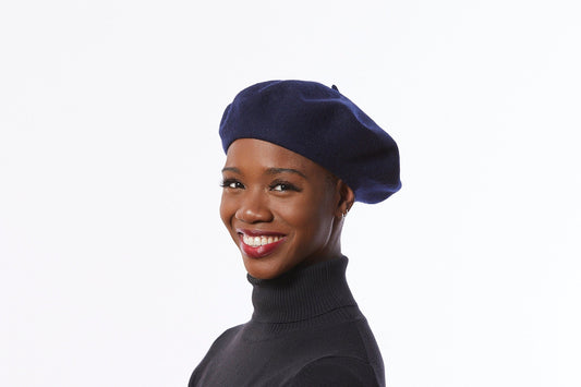 Wool Beret in Navy Blue