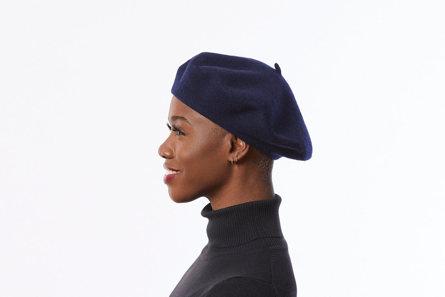 Wool Beret in Navy Blue