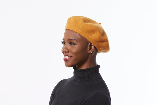 Wool Beret in Mustard Brown