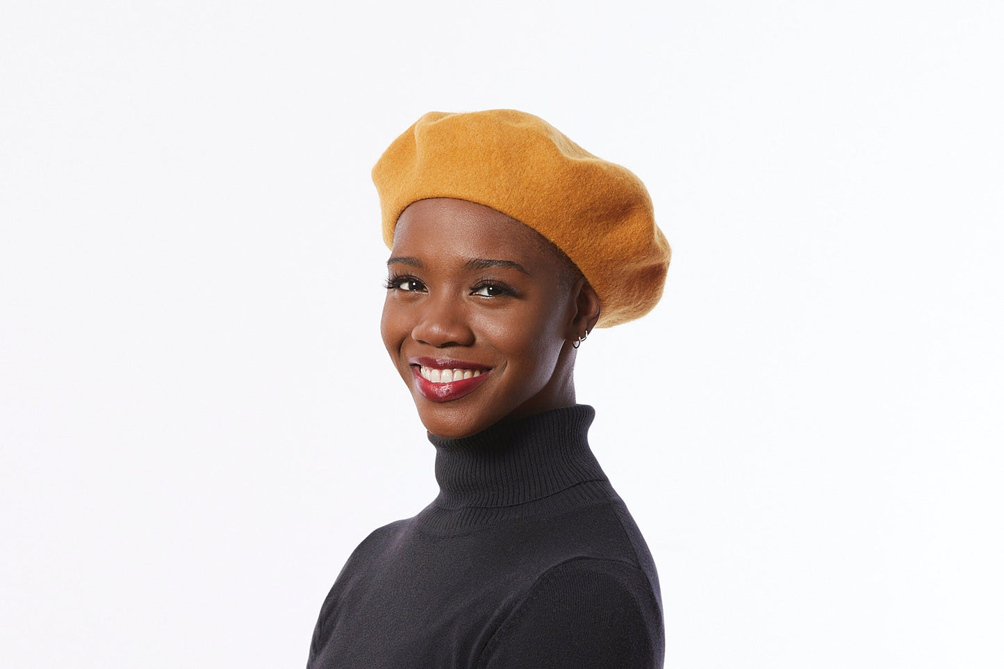Wool Beret in Mustard Brown