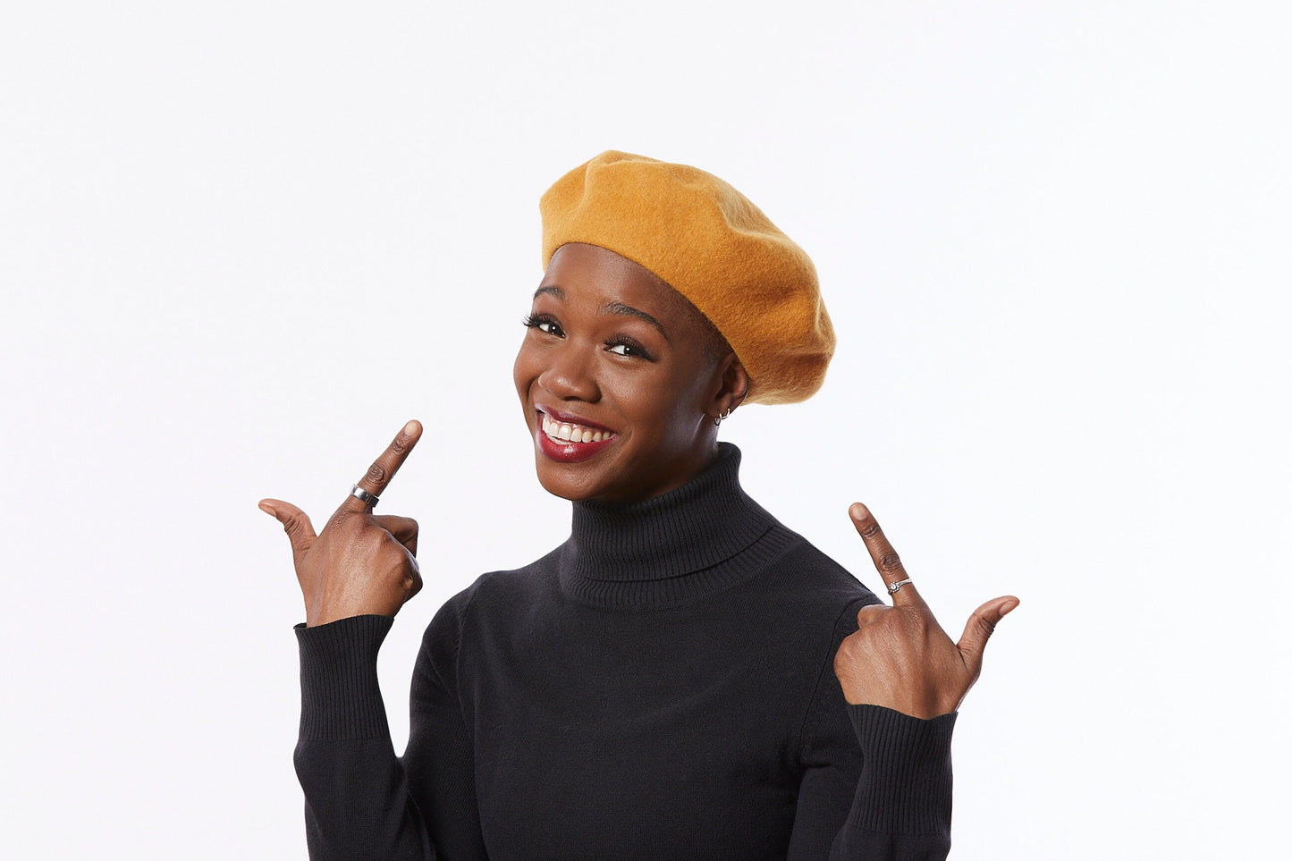 Wool Beret in Mustard Brown