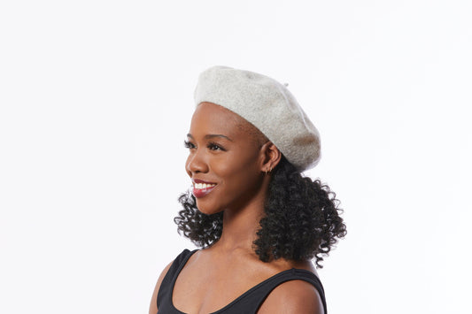 Wool Beret in Light Gray