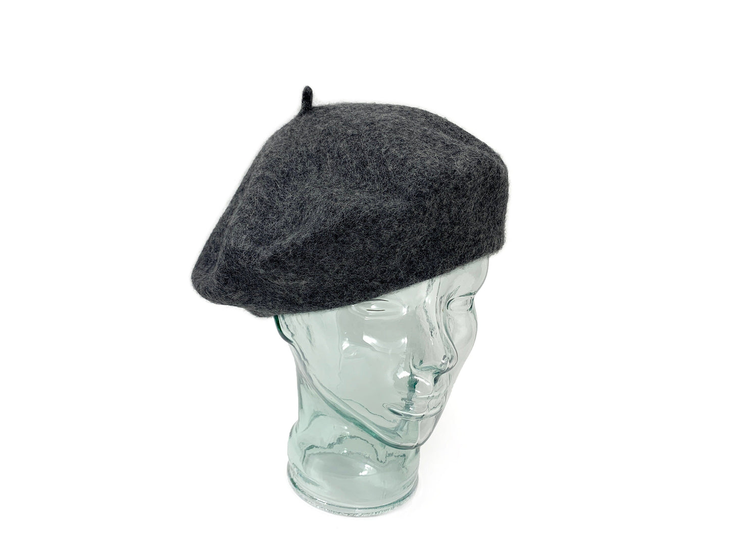 Wool Beret in Charcoal Gray