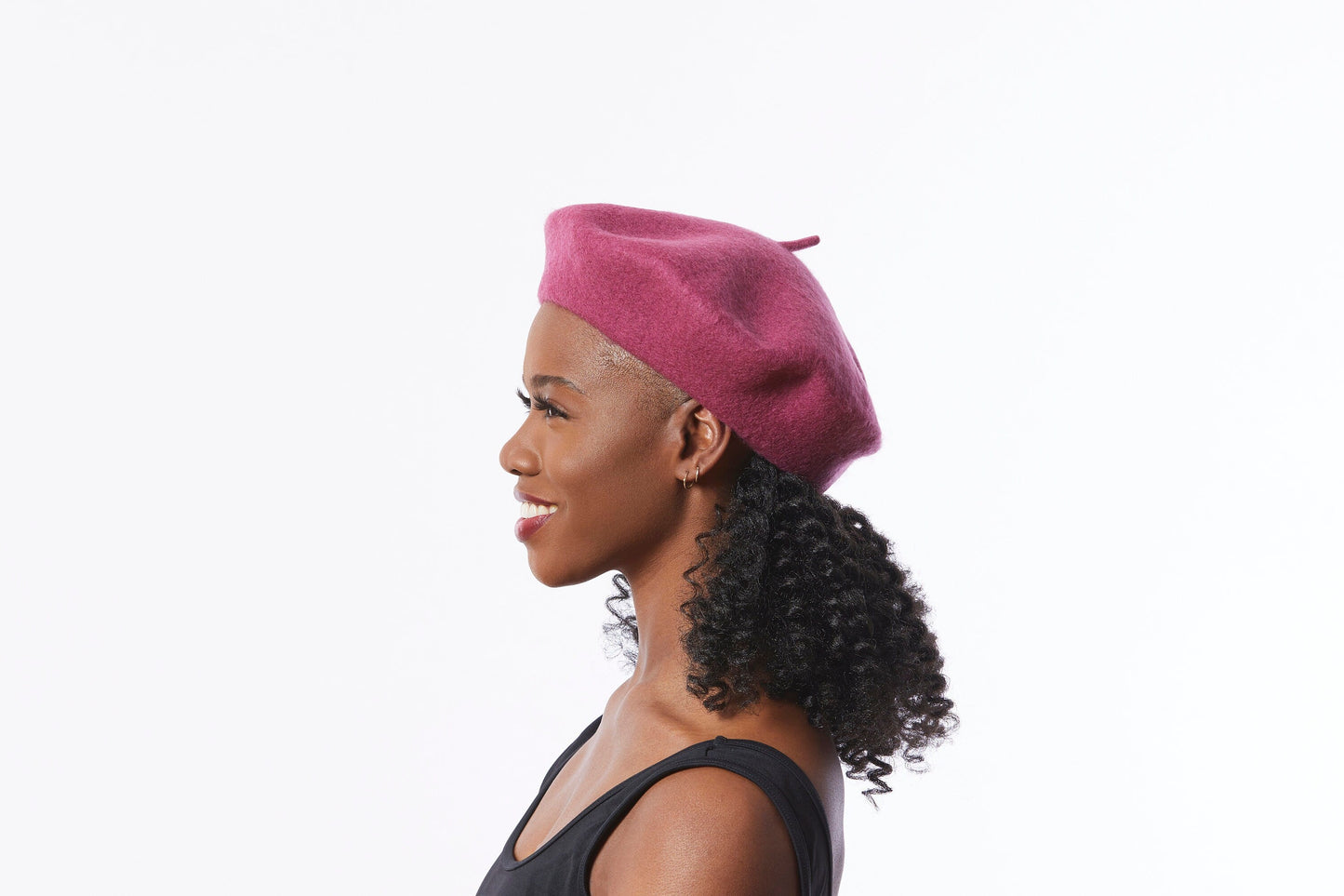 Fuchsia Wool Beret