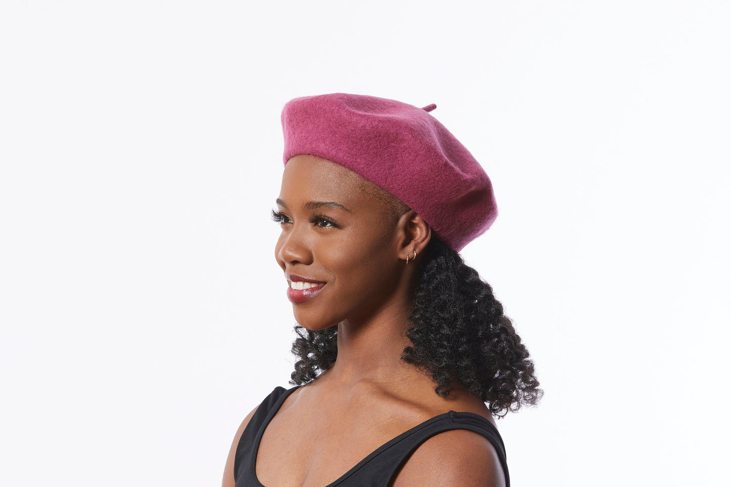 Fuchsia Wool Beret