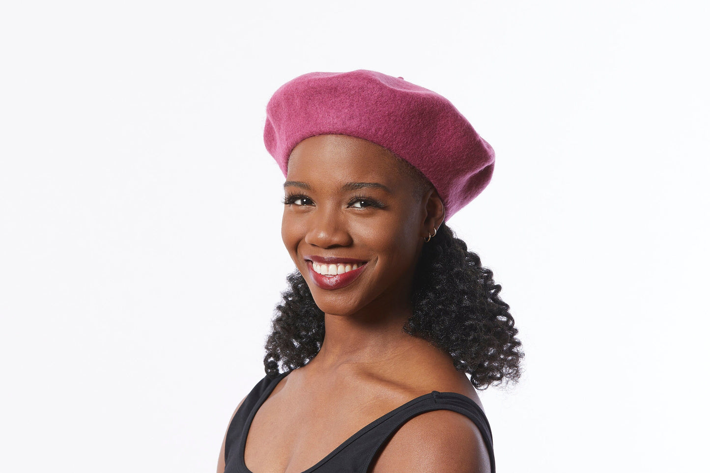 Fuchsia Wool Beret