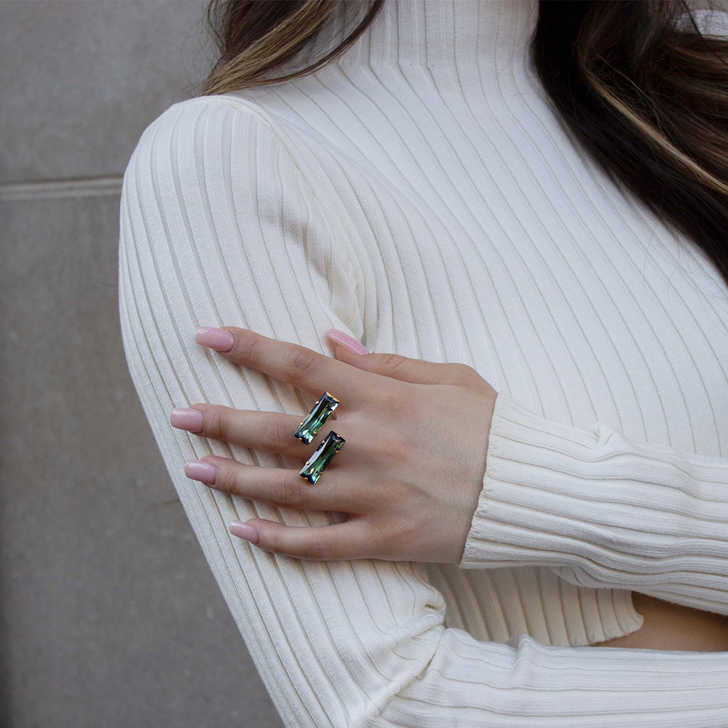 Baguette Crystal Open RIng