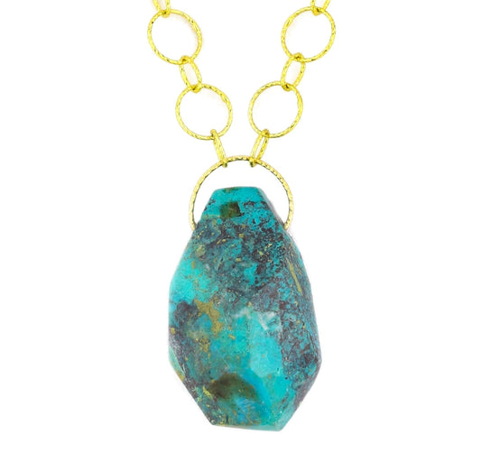 Chrysocolla Jumbo Teardrop Pendant Necklace