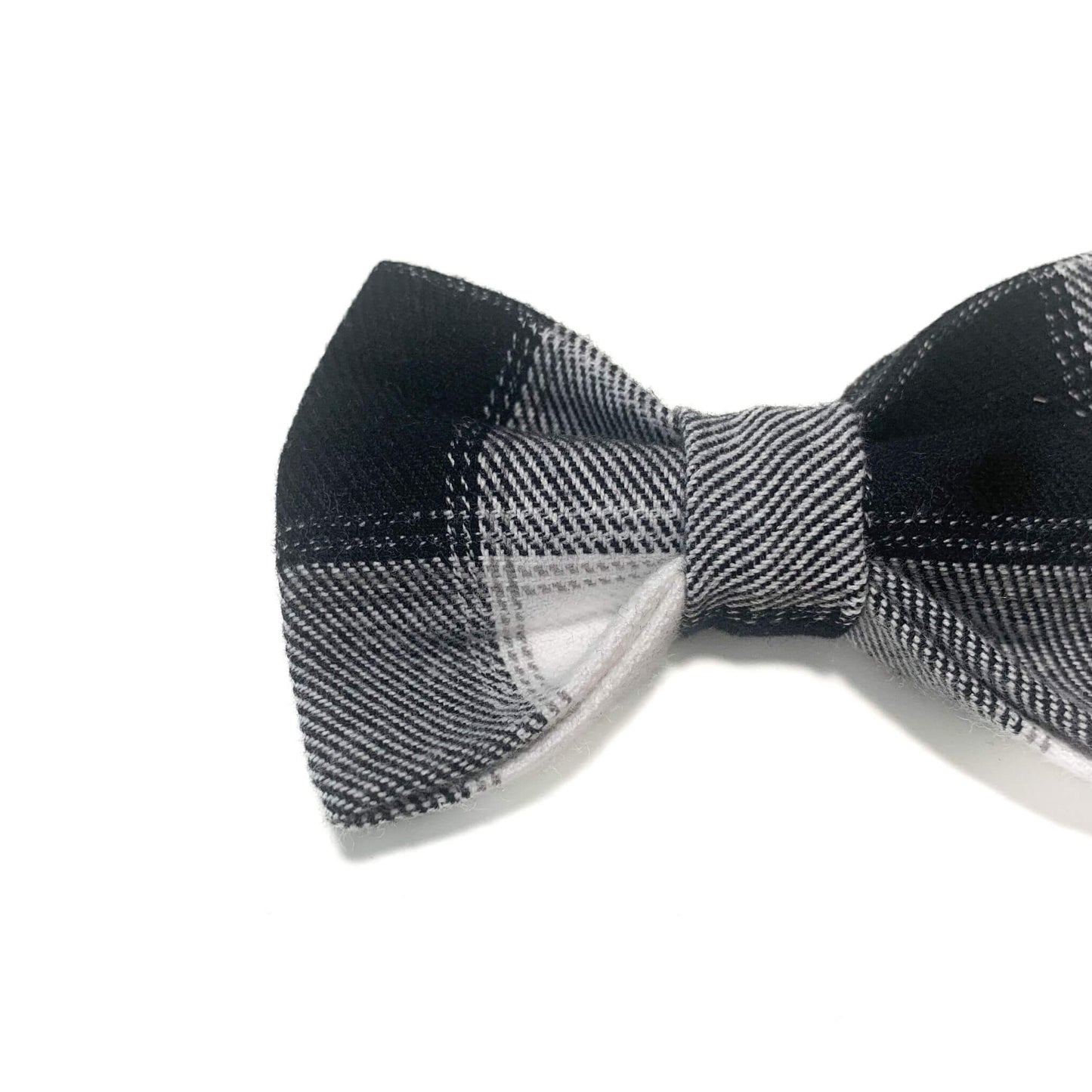 Black and White Plaid Flannel Bow Tie