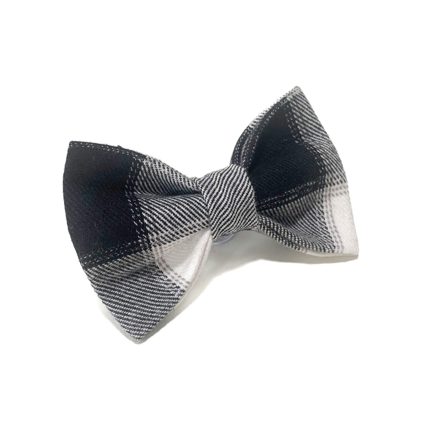 Black and White Plaid Flannel Bow Tie