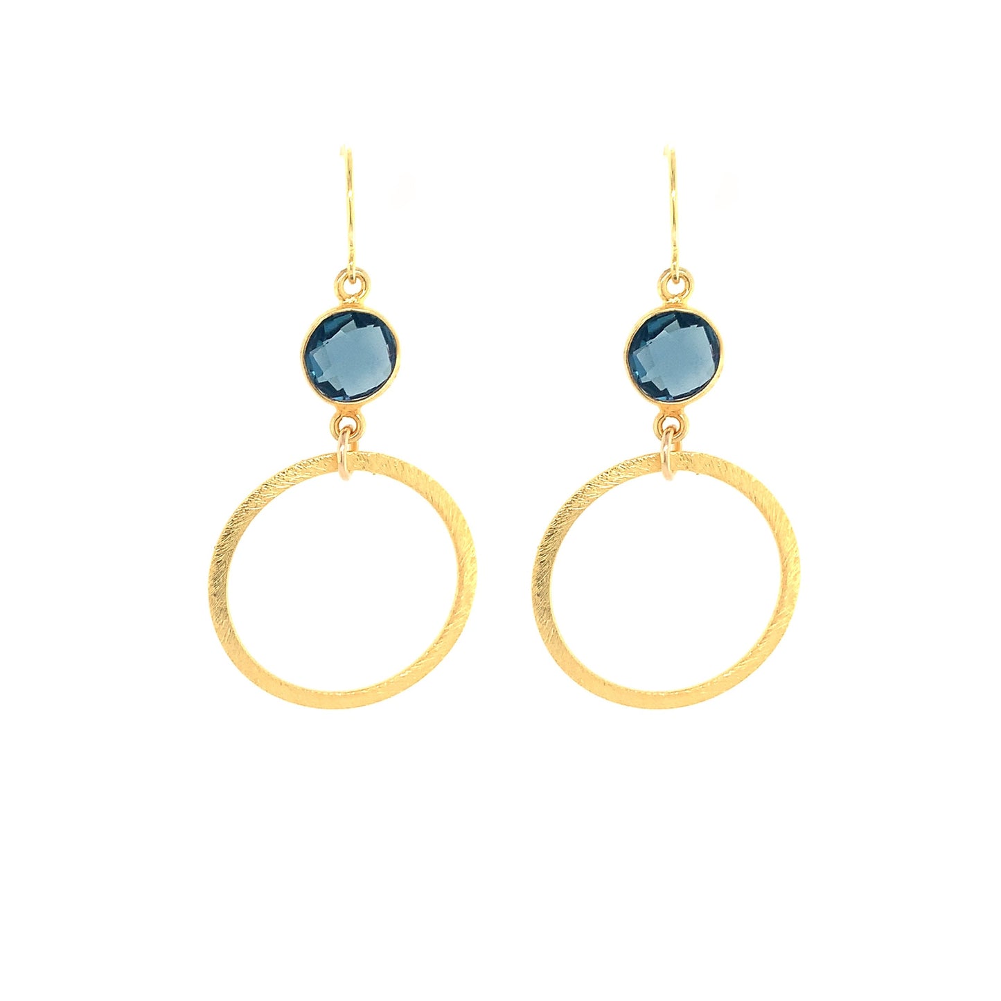 Blue Quartz Faceted Small Gold Hoops (3 Colors)