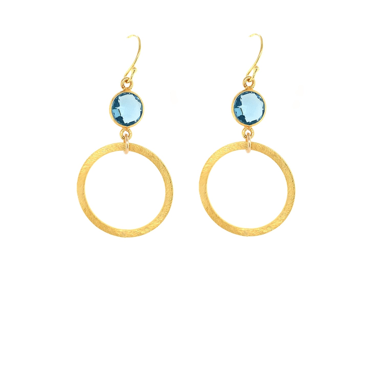 Blue Quartz Faceted Small Gold Hoops (3 Colors)