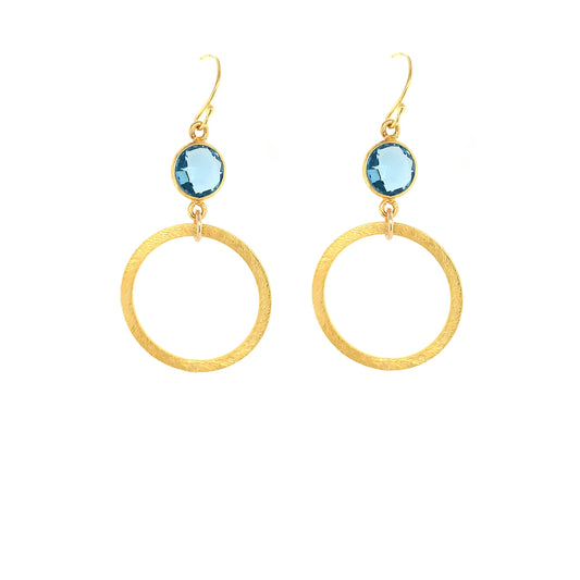 Blue Quartz Faceted Small Gold Hoops (3 Colors)