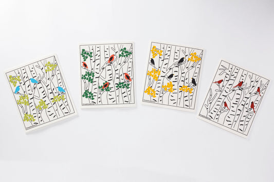 Bird and Birch Bundle (4 Swedish Dishcloths)