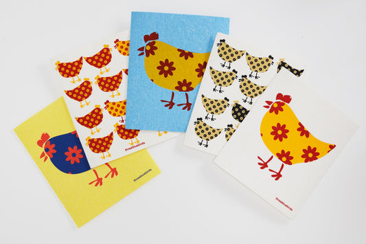 Cheerful Chickens Bundle (5 Swedish Dishcloths)